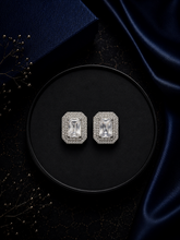 Octagon (eight sided) multi cz stone studs in pure silver