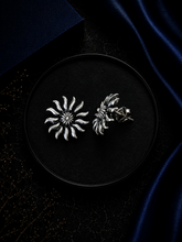 Antique finish 'Surya' motif studs in pure silver