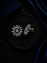 Antique finish 'Surya' motif studs in pure silver
