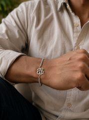 Ek Onkar adjustable chain style bracelet in pure silver