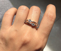 Two cz two line band ring in pure silver