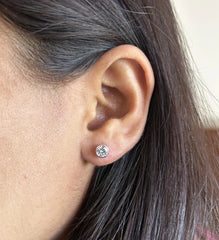 5mm single cz bezel setting studs in pure silver