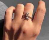 Six cz twisted leaf pattern ring in pure silver