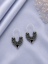 Black cz cut stone bezel setting balis made in pure silver