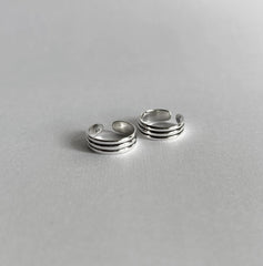 Three line pattern toe ring in pure silver (one pair)
