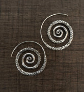 4 cm diameter pure silver spiral hoops