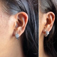 Flower cz stone pattern italian balis in pure silver