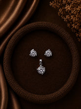 6mm cz stone curved border studs with a 7mm cz pendant in pure silver