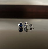 Small coloured stone round halo cz studs in pure silver