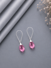 Light Pink stone loops in pure silver