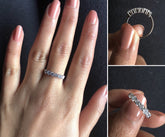 3mm Six cz stone ring in pure silver