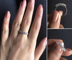 3mm Six cz stone ring in pure silver