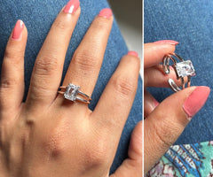 Adjustable rectangle cz ring in pure silver