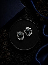 Black onyx cut stone oval studs made in pure silver