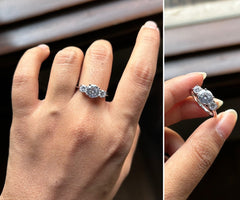 Three cz stone band in pure 925 silver