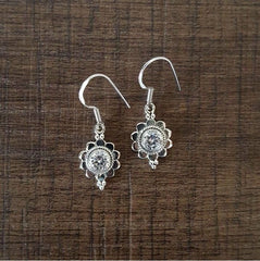 Pure silver single cz stone handmade hangings