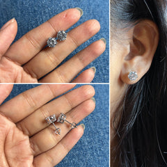 7mm cz grain setting screw back studs in pure silver