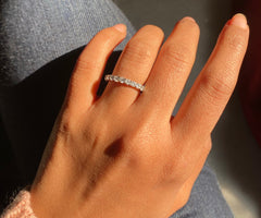 2mm cz stone full studded band in pure silver