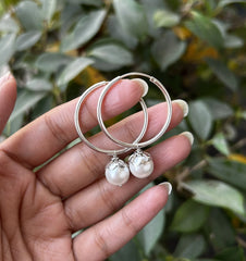 3cm diameter balis with cap pearl drops in pure silver