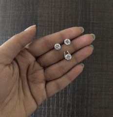 6mm cz stone earstuds and U shape pendant in bezel setting made in pure silver