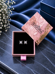 5mm cz square with border studs in pure silver