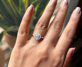 8mm multi cz heart adjustable ring in pure silver