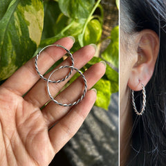 3cm diameter twisted wire work Balis in pure silver