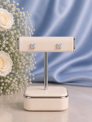 6mm square cz stone studs in pure silver