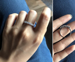 3mm Six cz stone ring in pure silver