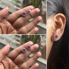 Pure silver 9mm multi cz stone studs