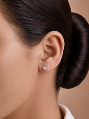 5mm single cz bezel setting studs in pure silver
