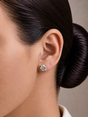 7mm single cz four prong grain setting studs in pure silver