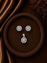 9mm multiple cz stone studs with a matching pendant in pure silver