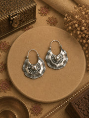Handmade uneven hammered texture bali style earrings in pure silver