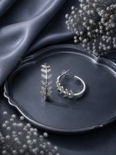 1.8 cm diameter multi cz stone leaf pattern stud style balis in pure silver