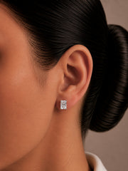 4X6mm rectangle cz grain setting studs in pure silver