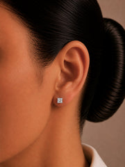 5mm single square cz grain setting studs in pure silver