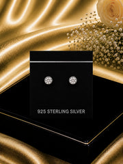 5mm single cz bezel setting studs in pure silver