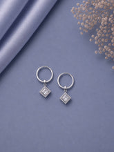 Sparkling 2cm balis with 9mm multi cz square halo drops in pure silver