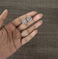 1.1 cm diameter multi cz stone studs crafted in pure silver