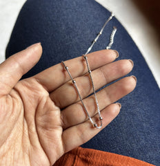 Two ball with gap pattern adjustable chain in pure silver