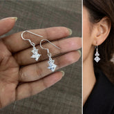 Multi cz round and square cut stone danglers in pure silver