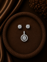 6mm cz four prong grain studs with a multi cz halo shape solitaire pendant set in pure silver