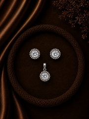 7mm cz rave border studs along with a matching 8mm cz rava border pendant set in pure silver