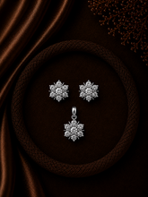 Seven cz stone (nakshatra) earring and pendant set with spikes in pure silver