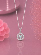 9mm multi cz stone round pendant with an 18'' chain in pure silver