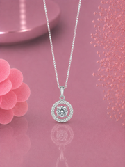 9mm multi cz stone round pendant with an 18'' chain in pure silver