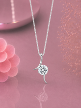 8mm cz stone curved edge pendant with an 18'' chain in pure silver
