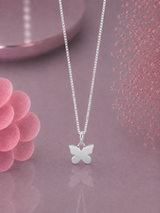 Flat butterfly pendant with an 18'' chain in pure silver