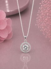 1.1 cm diameter multi cz stone pendant with an 18'' chain in pure silver